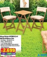 MEYA DEKOR MYB04 2+1 MİNDERLİ BİSTRO SET MASA SANDALYE